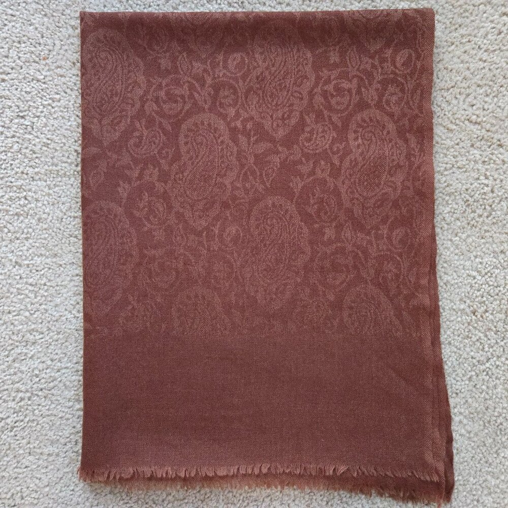 NWOT Cashmere Jacquard Lightweight Scarf Milk Chocolate - Picture 10 of 10